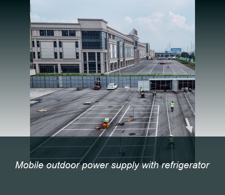 Mobile outdoor power supply with refrigerator