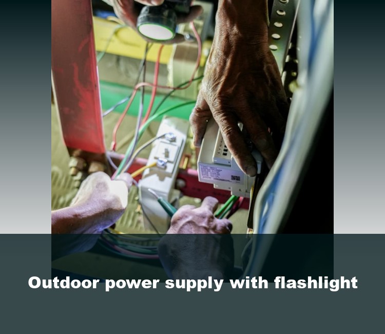 Outdoor power supply with flashlight