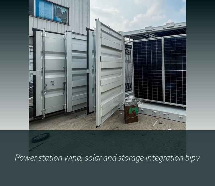 Power station wind, solar and storage integration bipv