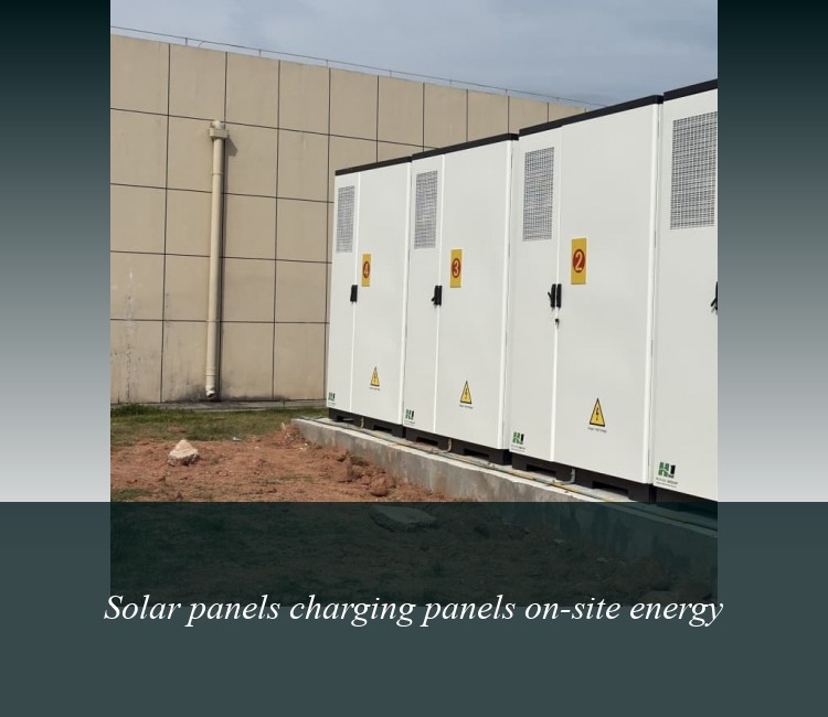 Solar panels charging panels on-site energy