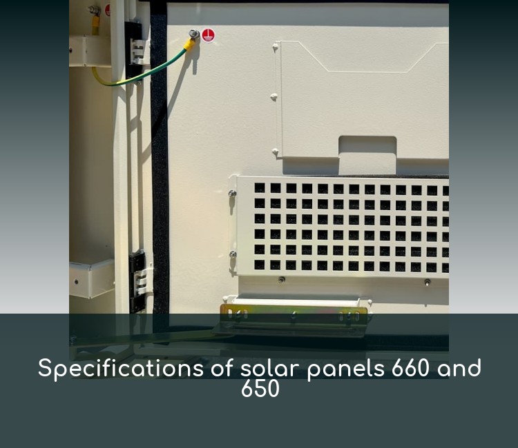 Specifications of solar panels 660 and 650